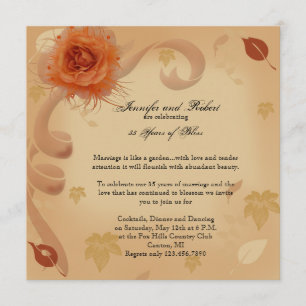 Orange Rose in the Fall Anniversary Invitation