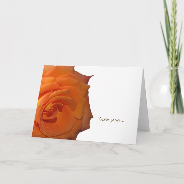 Orange Rose "Love You" Blank Greeting Card (Front)