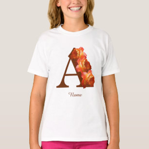 Orange Rose Monogram Initial A Personalized T-Shirt