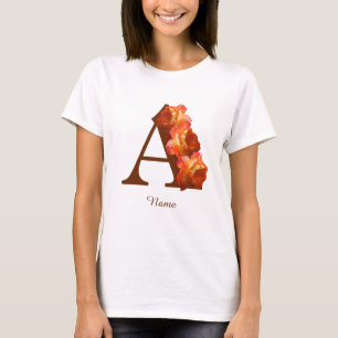 Orange Rose Monogram Initial A Personalized T-Shirt