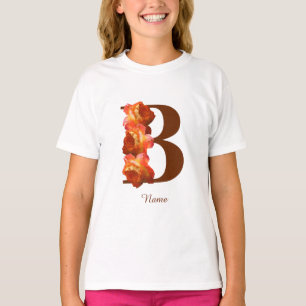 Orange Rose Monogram Initial B Personalized T-Shirt