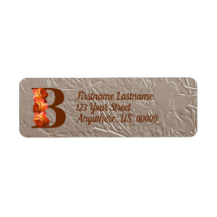 Orange Rose Monogram Initial B Return Address 