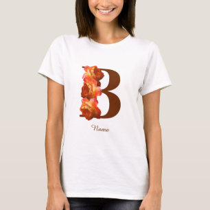 Orange Rose Monogram Initial B Your Name T-Shirt