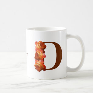 Orange Rose Monogram Initial D Your Name  Coffee Mug