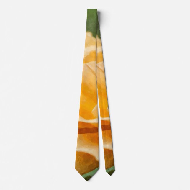Orange Rose Painterly Neck Tie (Front)
