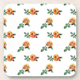 orange rose pattern coaster
