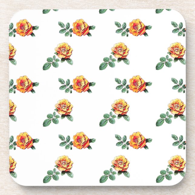 orange rose pattern coaster (Front)