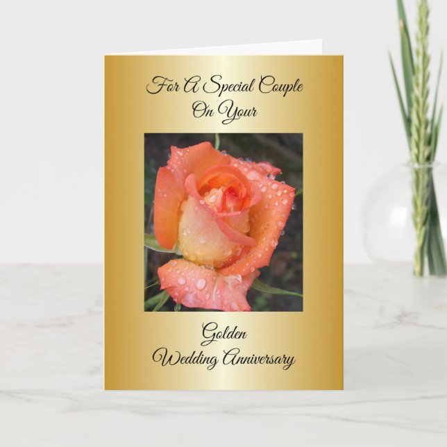 Orange Rose Personalised 50th Wedding Anniversary Card (Front)