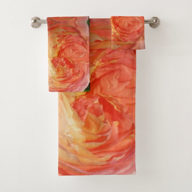 Orange Rose Petals Bath Towel Set (Insitu)