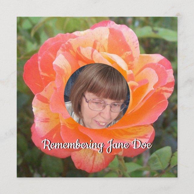 Orange Rose Photo Name Memorial Service   Program (Front)