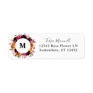 Orange, Rose, Purple Fall Floral Adresse de retour
