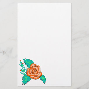 Orange Rose Stationery
