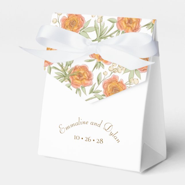 Orange Rose Wedding Favor Box (Front Side)