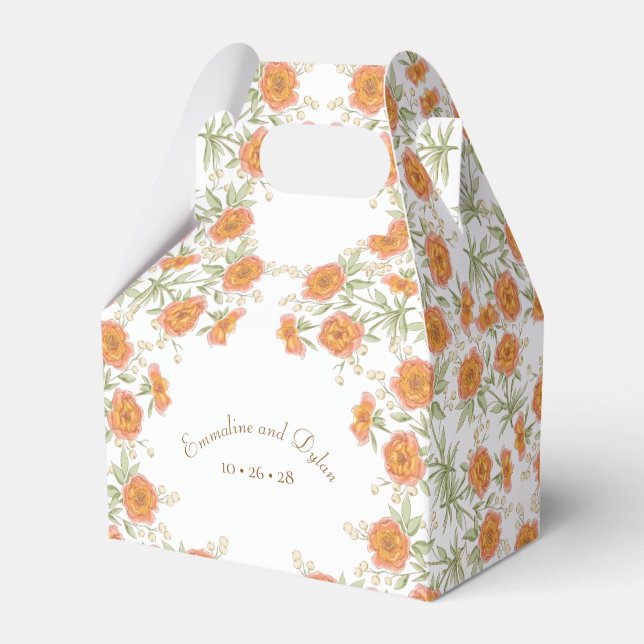 Orange Rose Wedding Favor Box (Front Side)