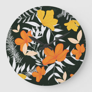 Orange Roses: Abstract Botanical. Large Clock
