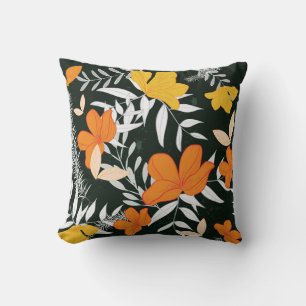 Orange Roses: Abstract Botanical. Throw Pillow