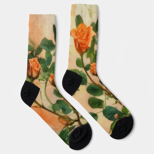 Orange Roses Art Socks Flower Socks (Right)