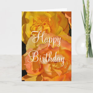 Orange roses birthday greeting card