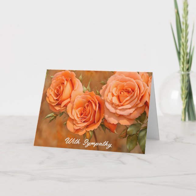 Orange Roses Flowers Art Sympathy Card (Front)