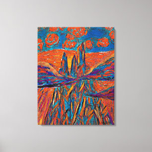 Orange Roses in the Sky above Mountains and Clouds Canvas Print
