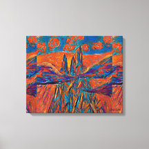 Orange Roses in the Sky above Mountains and Clouds
