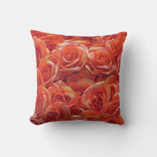Orange Roses Photo Large Flower Collection Floral Throw Pillow