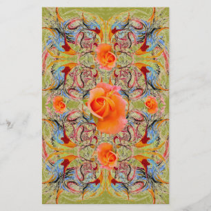 Orange Roses Victorian Scrapbook Craft Paper