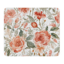 Orange Roses Watercolor Botanical Coral Floral