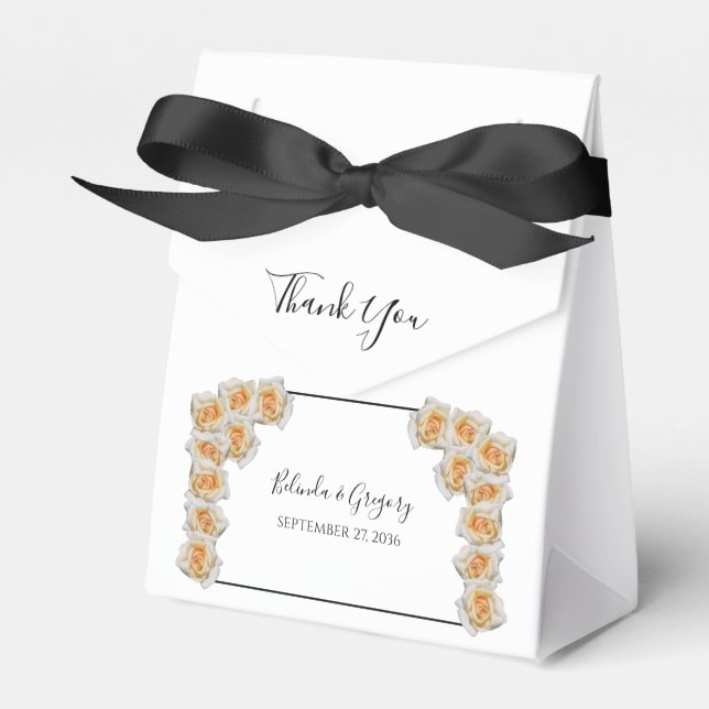 Orange Roses Wedding Favor Box (Front Side)