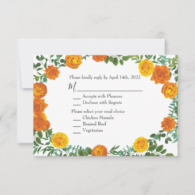 Orange Roses Wedding Floral Modern Invitation (Front)