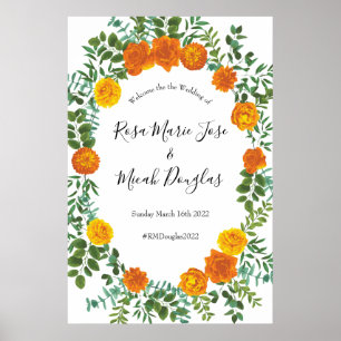 Orange Roses Wedding Floral Modern Poster