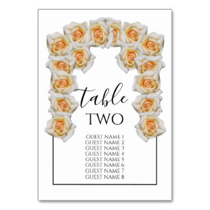 Orange Roses Wedding Guest Names Table Number