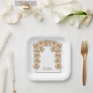 Orange Roses Wedding Paper Plate