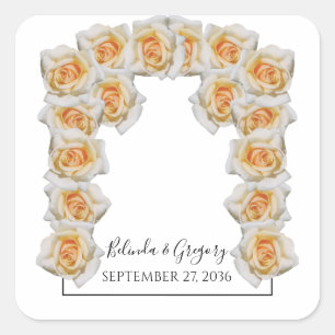Orange Roses Wedding Square Sticker
