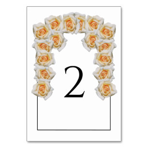 Orange Roses Wedding Table Number Card
