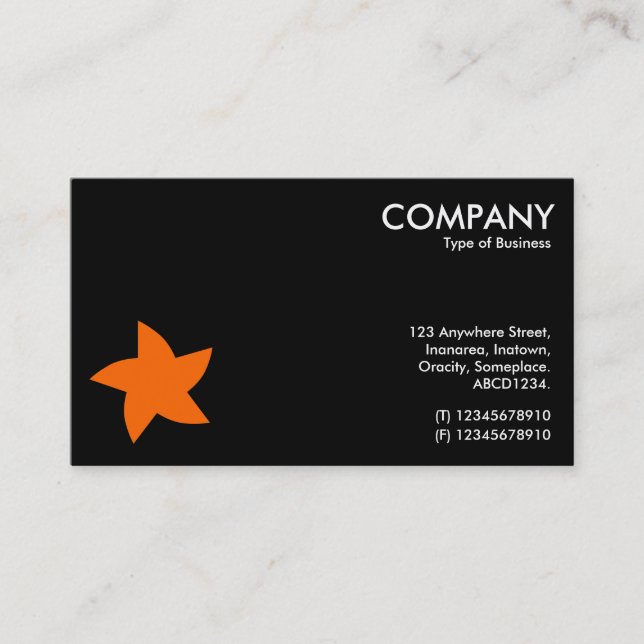 Orange Rotating Star Symbol - Black Business Card (Front)