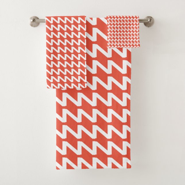 Orange Rouge et blanc Moderne Vagues Sharp (En situation)