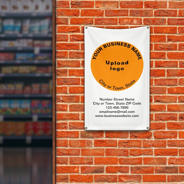 Orange Round Business Brand on Portrait Banner (Banner with your business brand in orange round shape)