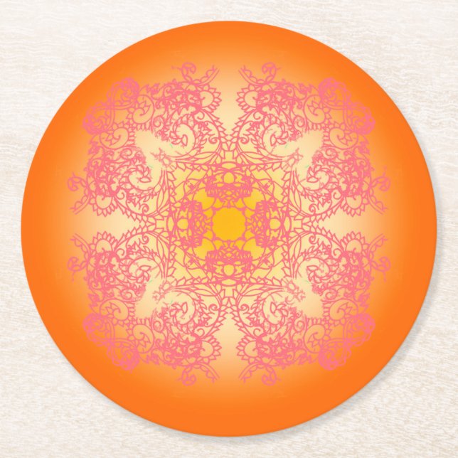 orange round paper coaster (Front)