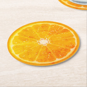Orange Round Paper Coaster