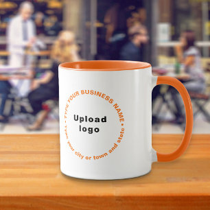 Orange Round Pattern of Business Texts Combo Mug