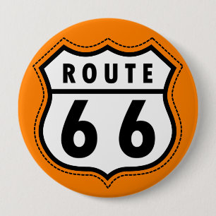 Orange Route 66 Road Sign 4 Inch Round Button