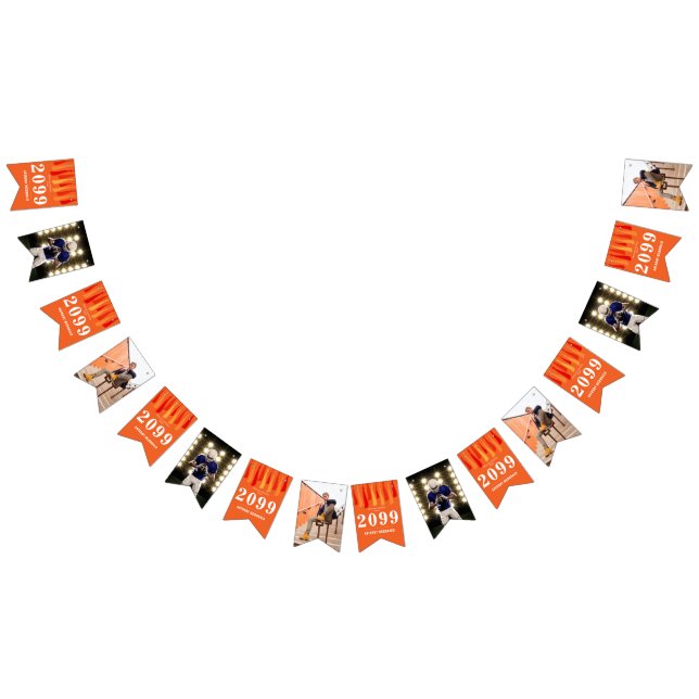 Orange Row of Tassels Photo Graduation Bunting Flags (All)