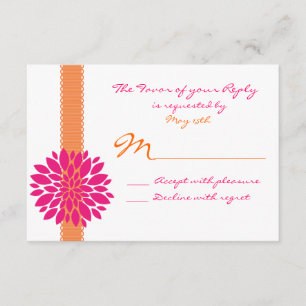 Orange Ruban rose Fleur Mariage RSVP Répondre Cart