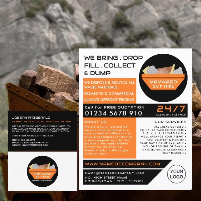 Orange Rubbish Skip, Skip/Dumpster Company Flyer (Creator Uploaded)