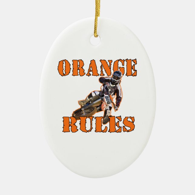 Orange Rules Ceramic Ornament (Front)