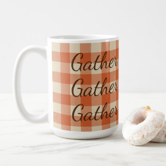 Orange Rust and Cream Buffalo Plaid Coffee Mug