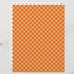 Orange/ Rust Chequerboard & Polka Dots  Scrapbook