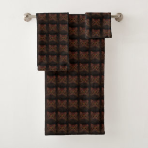 Orange Rust Copper Cat Photo Art Repeat Pattern Bath Towel Set