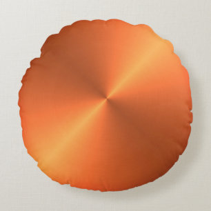 Orange Rust Shine Round Pillow